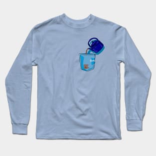 Tea in my Pocket - Denim Pocket with Teapot Design Long Sleeve T-Shirt